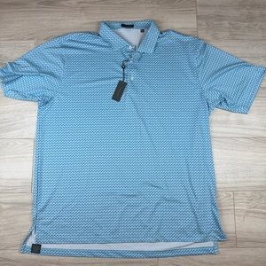 Turtleson Morgan Short Sleeve Performance Polo Geometric Palm Tree Print 2XL NEW